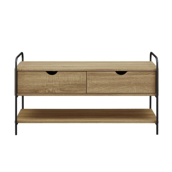 Entryway Furniture-Kirkland's Home Driftwood Shannon 2-Drawer Storage Bench Tan