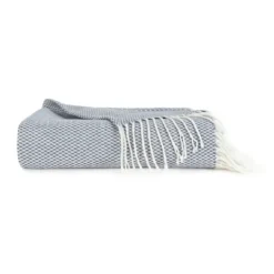 Blankets & Throws-Kirkland's Home Dusk Herringbone Throw With Fringe Blue