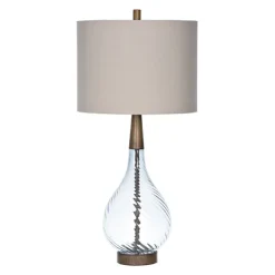 Table Lamps-Kirkland's Home Dusty Gray Blue Nora Glass Table Lamp Ivory