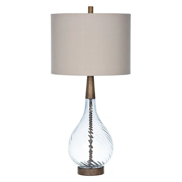 Table Lamps-Kirkland's Home Dusty Gray Blue Nora Glass Table Lamp Ivory