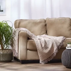 Blankets & Throws-Kirkland's Home Dusty Lilac Urban Check Throw Purple/Ivory
