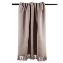 Blankets & Throws-Kirkland's Home Dusty Ribbed Fringe Throw Purple