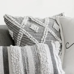 Pillows-Kirkland's Home Earl Gray Diamond Knot Tufted Throw Pillow Gray/White