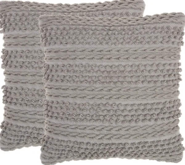 Pillows-Kirkland's Home Earl Woven Stripes Throw Pillows, Set Of 2 Gray