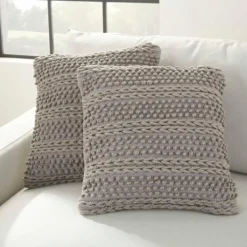 Pillows-Kirkland's Home Earl Woven Stripes Throw Pillows, Set Of 2 Gray