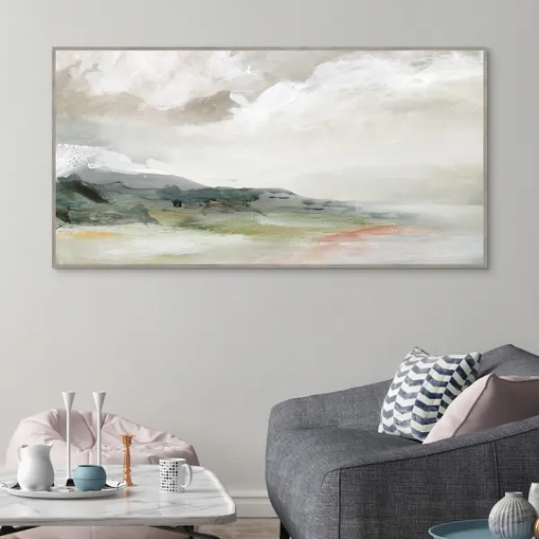 Framed Art-Kirkland's Home Earth And Clouds Abstract Framed Wall Art White/Green/Orange