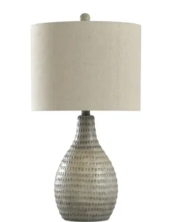 Table Lamps-Kirkland's Home Earth Tone Oak Table Lamp Gray