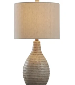 Table Lamps-Kirkland's Home Earth Tone Oak Table Lamp Gray