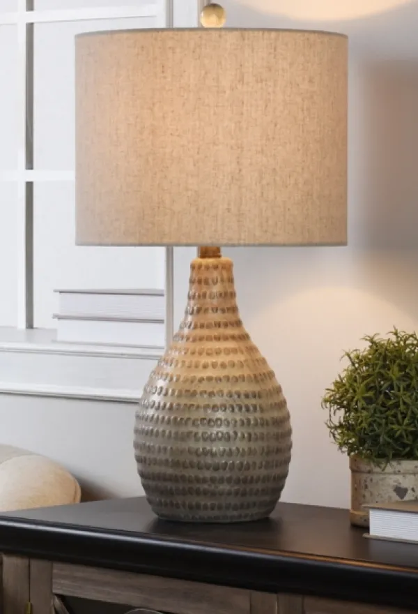 Table Lamps-Kirkland's Home Earth Tone Oak Table Lamp Gray