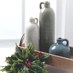 Vases-Kirkland's Home Earth Tones Jug Vases, Set Of 3 Gray/White/Blue
