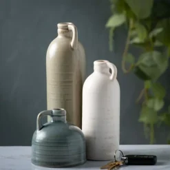 Vases-Kirkland's Home Earth Tones Jug Vases, Set Of 3 Gray/White/Blue