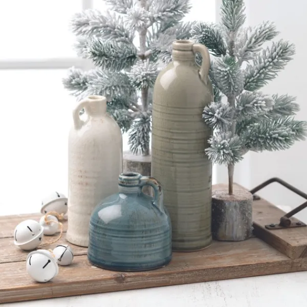 Vases-Kirkland's Home Earth Tones Jug Vases, Set Of 3 Gray/White/Blue