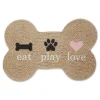 Kitchen & Floor Mats-Kirkland's Home Eat Play Love Bone-Shaped Pet Bowl Mat Tan