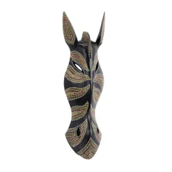 Wall Plaques-Kirkland's Home Ebony Dot Art Zebra Mask Wall Sculpture Black