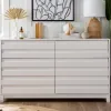 Dressers & Chests-Kirkland's Home Eco Pine Wood Channeled Drawer Dresser White
