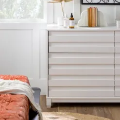 Dressers & Chests-Kirkland's Home Eco Pine Wood Channeled Drawer Dresser White