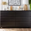 Dressers & Chests-Kirkland's Home Eco Pine Wood Channeled Drawer Dresser Black