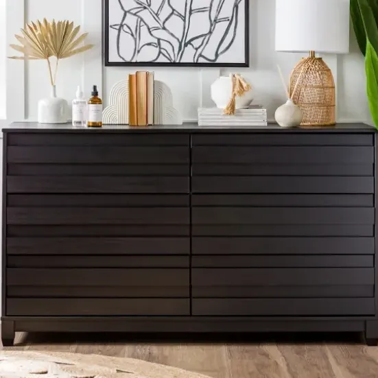 Dressers & Chests-Kirkland's Home Eco Pine Wood Channeled Drawer Dresser Black