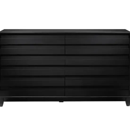 Dressers & Chests-Kirkland's Home Eco Pine Wood Channeled Drawer Dresser Black