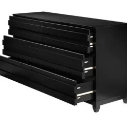 Dressers & Chests-Kirkland's Home Eco Pine Wood Channeled Drawer Dresser Black