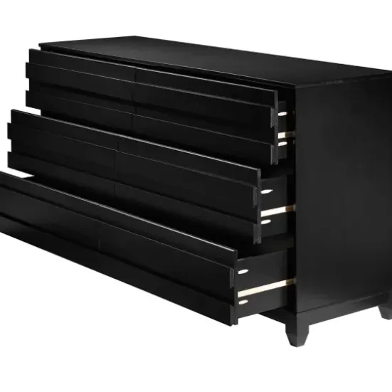 Dressers & Chests-Kirkland's Home Eco Pine Wood Channeled Drawer Dresser Black