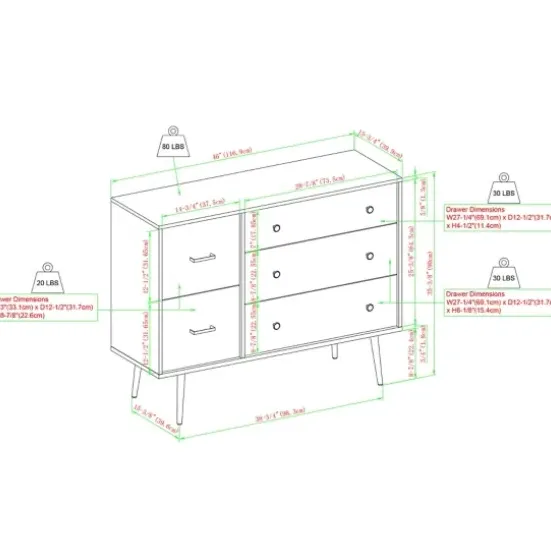 Dressers & Chests-Kirkland's Home Eden Light Birch Tapered Legs Dresser Ivory