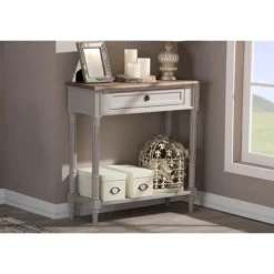 Console Tables-Kirkland's Home Edward Gray Mindi Wood Fluted Console Table