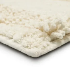 Bathroom Rugs-Kirkland's Home Eggshell Asymmetrical Cotton Bath Mat, 45 In. White