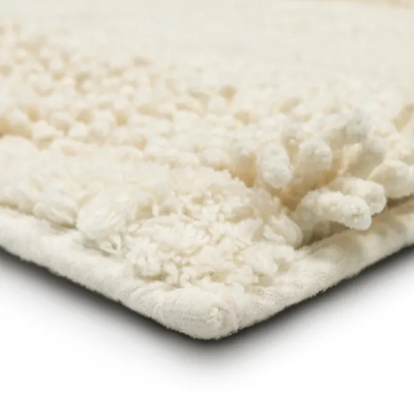 Bathroom Rugs-Kirkland's Home Eggshell Asymmetrical Cotton Bath Mat, 45 In. White