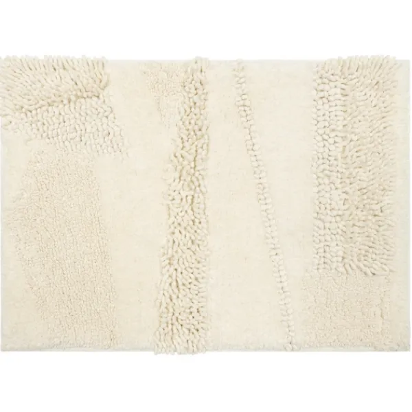 Bathroom Rugs-Kirkland's Home Eggshell Asymmetrical Cotton Bath Mat, 60 In. White