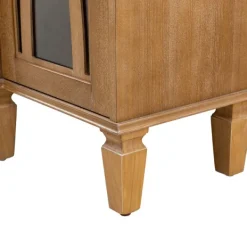 Cabinets & Sideboards-Kirkland's Home Eleanora Acorn Wood 4-Door Sideboard Brown