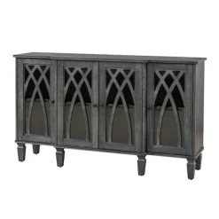 Cabinets & Sideboards-Kirkland's Home Eleanora Wood 4-Door Sideboard Gray