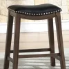 Bar Stools & Counter Height Stools-Kirkland's Home Ella Saddle Counter Stool With Nailhead Trim Black