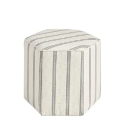 Benches & Ottomans-Kirkland's Home Ellen Stripe Martha Stewart Hexagon Ottoman Ivory