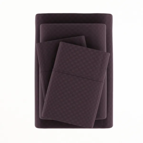 Bed Sheets-Kirkland's Home Embossed Checkered 3-Pc. Twin Sheet Set Purple