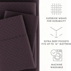 Bed Sheets-Kirkland's Home Embossed Checkered 3-Pc. Twin Sheet Set Purple