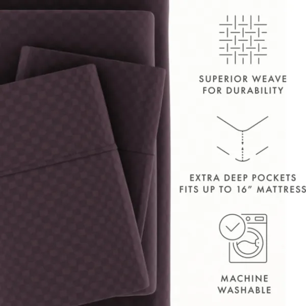 Bed Sheets-Kirkland's Home Embossed Checkered 3-Pc. Twin Sheet Set Purple