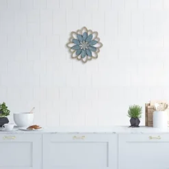 Wall Plaques-Kirkland's Home Embossed Metal Flower Wall Plaque Blue