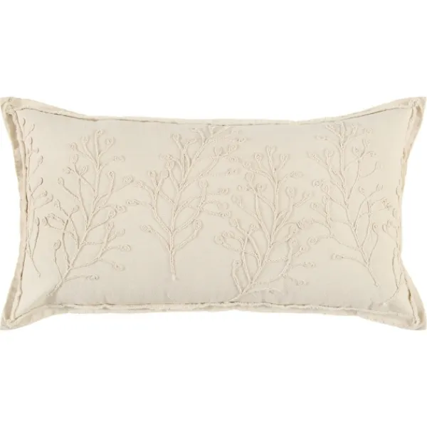 Pillows-Kirkland's Home Embroidered Botanical Pillow Ivory