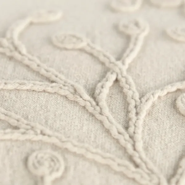 Pillows-Kirkland's Home Embroidered Botanical Pillow Ivory