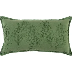 Pillows-Kirkland's Home Embroidered Botanical Pillow Green