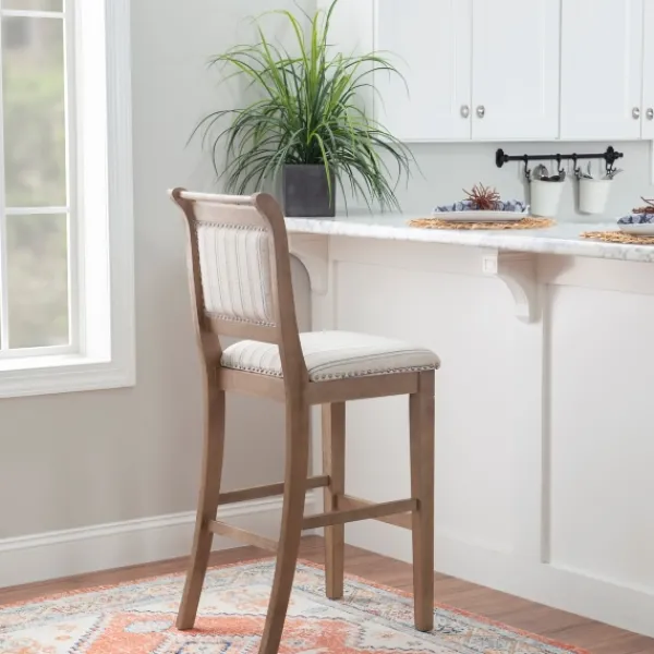 Bar Stools & Counter Height Stools-Kirkland's Home Emma Bar Stool With Nailhead Trim Gray