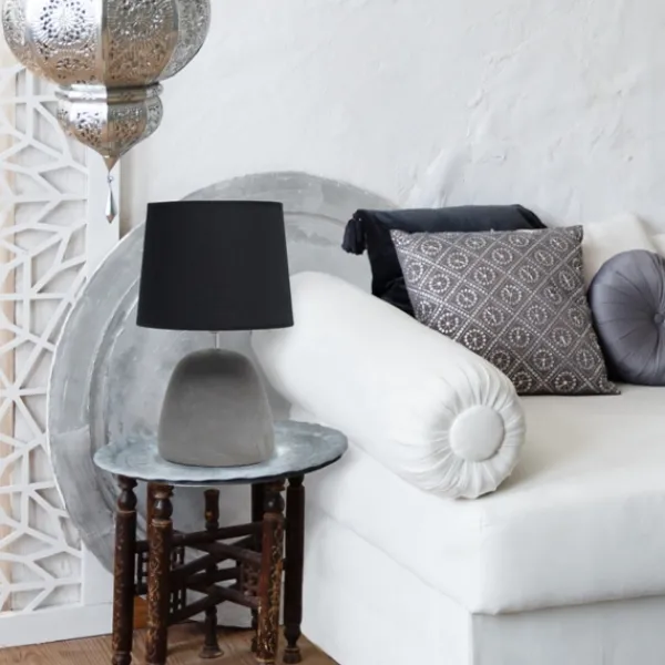 Table Lamps-Kirkland's Home Emma Concrete Table Lamp With Shade Black