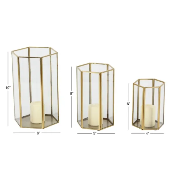 Lanterns-Kirkland's Home En Geometric 3-Pc. Decorative Lantern Set Gold