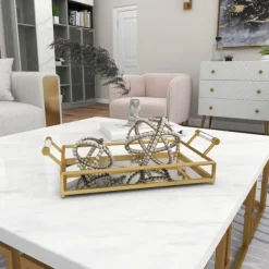 Decorative Trays-Kirkland's Home En Glammed Mirror Decorative Tray Gold
