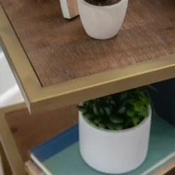 Accent & End Tables-Kirkland's Home En Shelves S-Frame Accent Table Gold