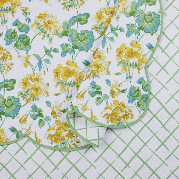Quilts-Kirkland's Home English Meadow 3-Pc. Queen Quilt Set White/Yellow/Green
