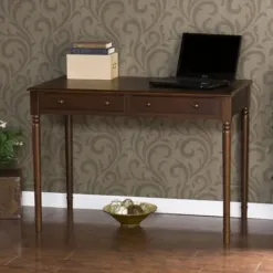 Office Furniture-Kirkland's Home Espresso Classic 2-Drawer Wood Desk Brown