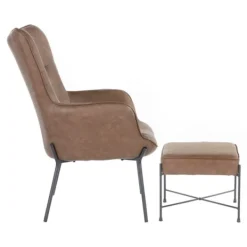 Accent Chairs-Kirkland's Home Espresso Faux Leather 2-Pc. Chair And Ottoman Set Brown