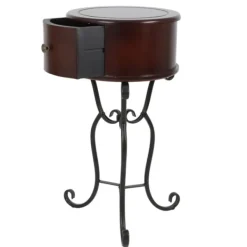 Accent & End Tables-Kirkland's Home Espresso Round Accent Table Brown